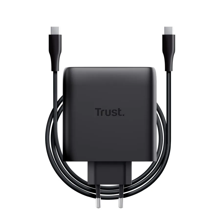 Сетевое зарядное устройство Trust Maxo 100 Вт 2×USB-C GaN, кабель USB-C 2 м черный — фото 2