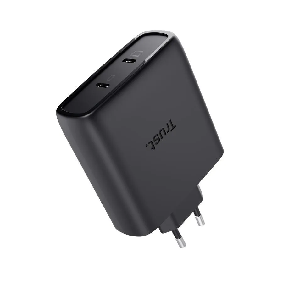 Сетевое зарядное устройство Trust Maxo 100 Вт 2×USB-C GaN, кабель USB-C 2 м черный — фото 3