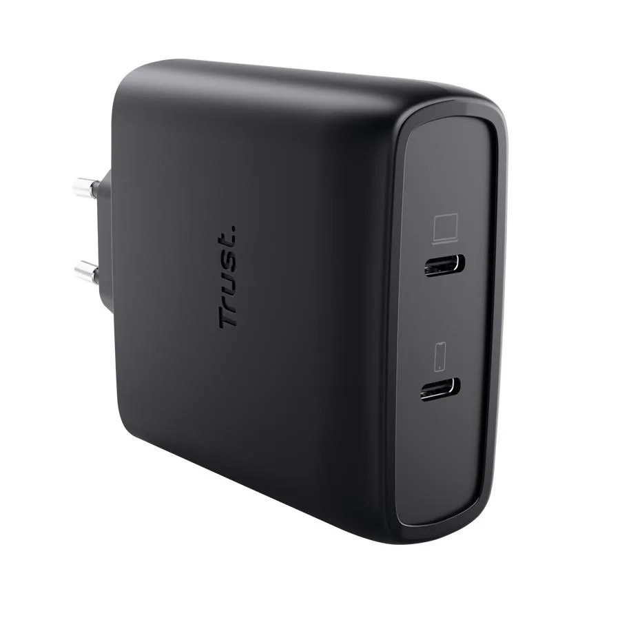 Сетевое зарядное устройство Trust Maxo 100 Вт 2×USB-C GaN, кабель USB-C 2 м черный — фото 4
