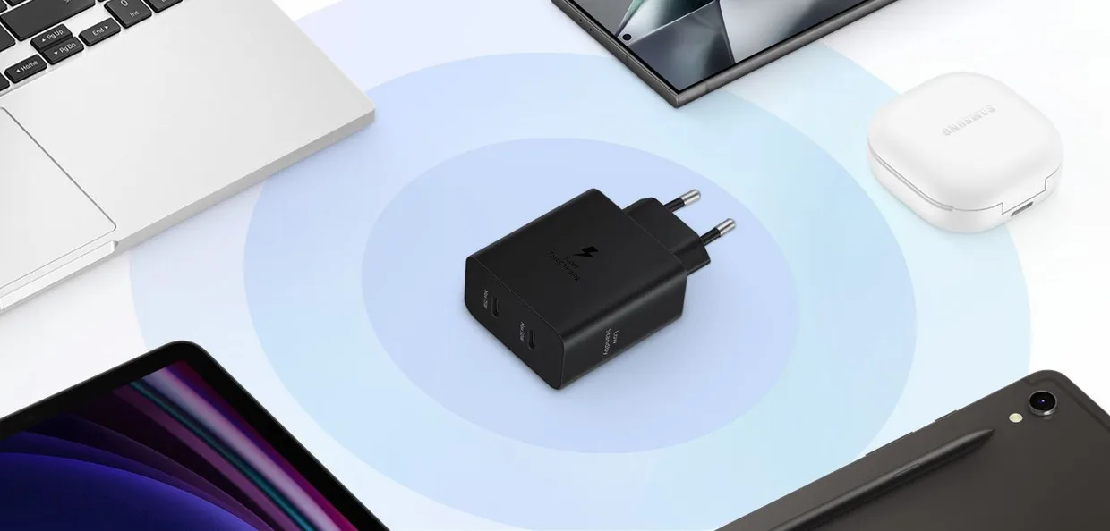 Сетевое зарядное устройство Samsung EP-T5020 50 Вт 2×USB-C, кабель USB-C 1,8 м черный — фото 2