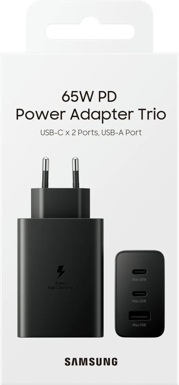 Сетевое зарядное устройство Samsung EP-T6530 65 Вт 2×USB-C + USB-A черный — фото 4
