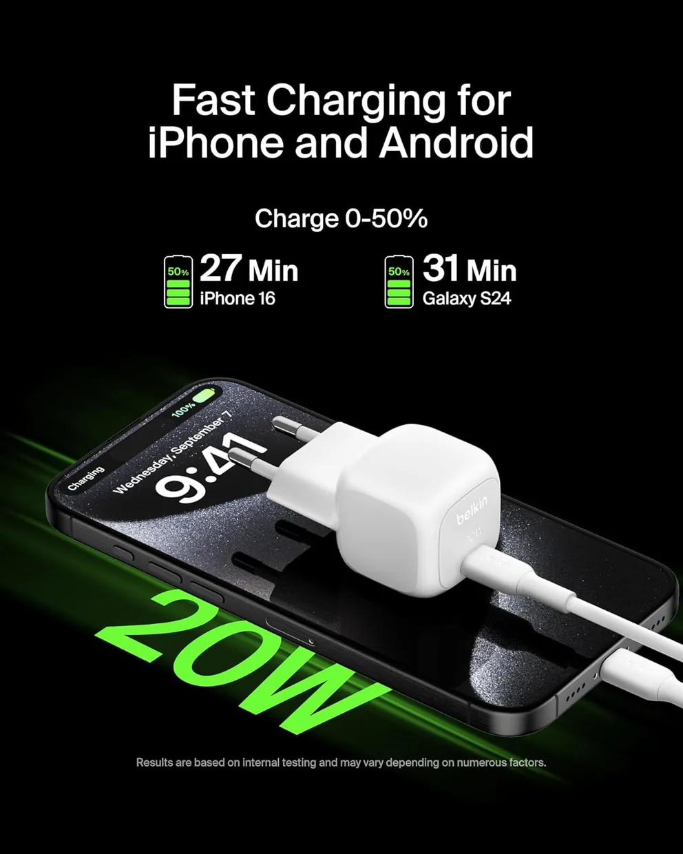 Мережевий зарядний пристрій Belkin BoostCharge Pro 20 Вт USB-C PD PPS білий — фото 3