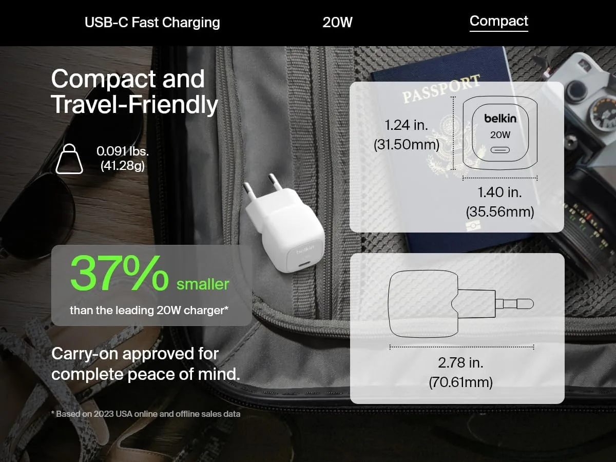 Мережевий зарядний пристрій Belkin BoostCharge Pro 20 Вт USB-C PD PPS білий — фото 4
