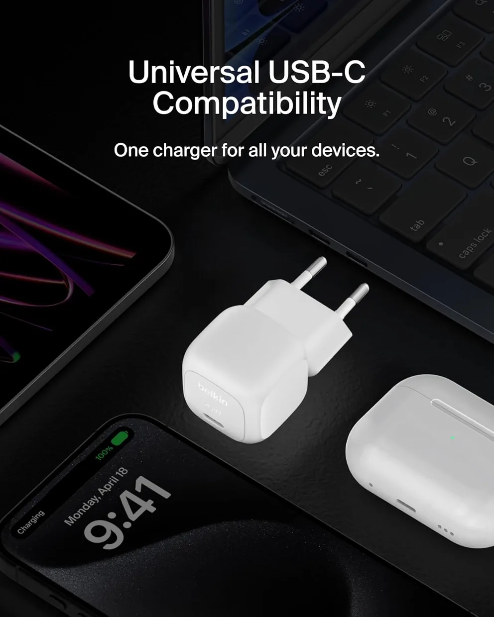 Мережевий зарядний пристрій Belkin BoostCharge Pro 20 Вт USB-C PD PPS білий — фото 5
