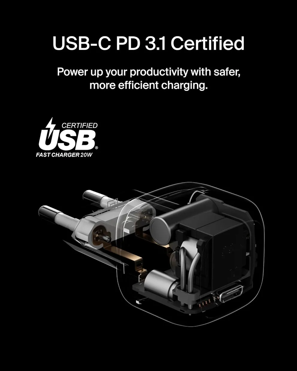 Мережевий зарядний пристрій Belkin BoostCharge Pro 20 Вт USB-C PD PPS білий — фото 6