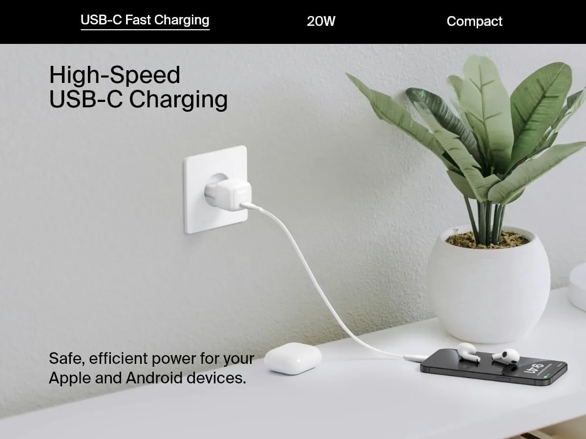 Мережевий зарядний пристрій Belkin BoostCharge Pro 20 Вт USB-C PD PPS білий — фото 7