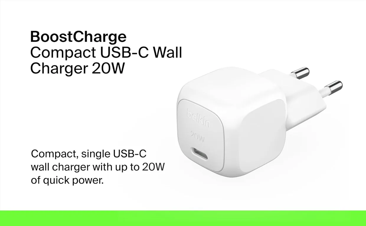 Мережевий зарядний пристрій Belkin BoostCharge Pro 20 Вт USB-C PD PPS білий — фото 8