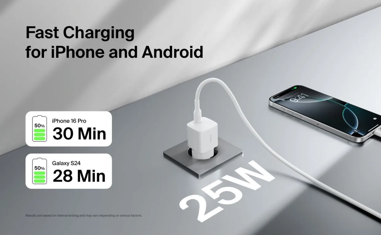 Сетевое зарядное устройство Belkin BoostCharge Pro 25 Вт USB-C PD PPS белый — фото 6