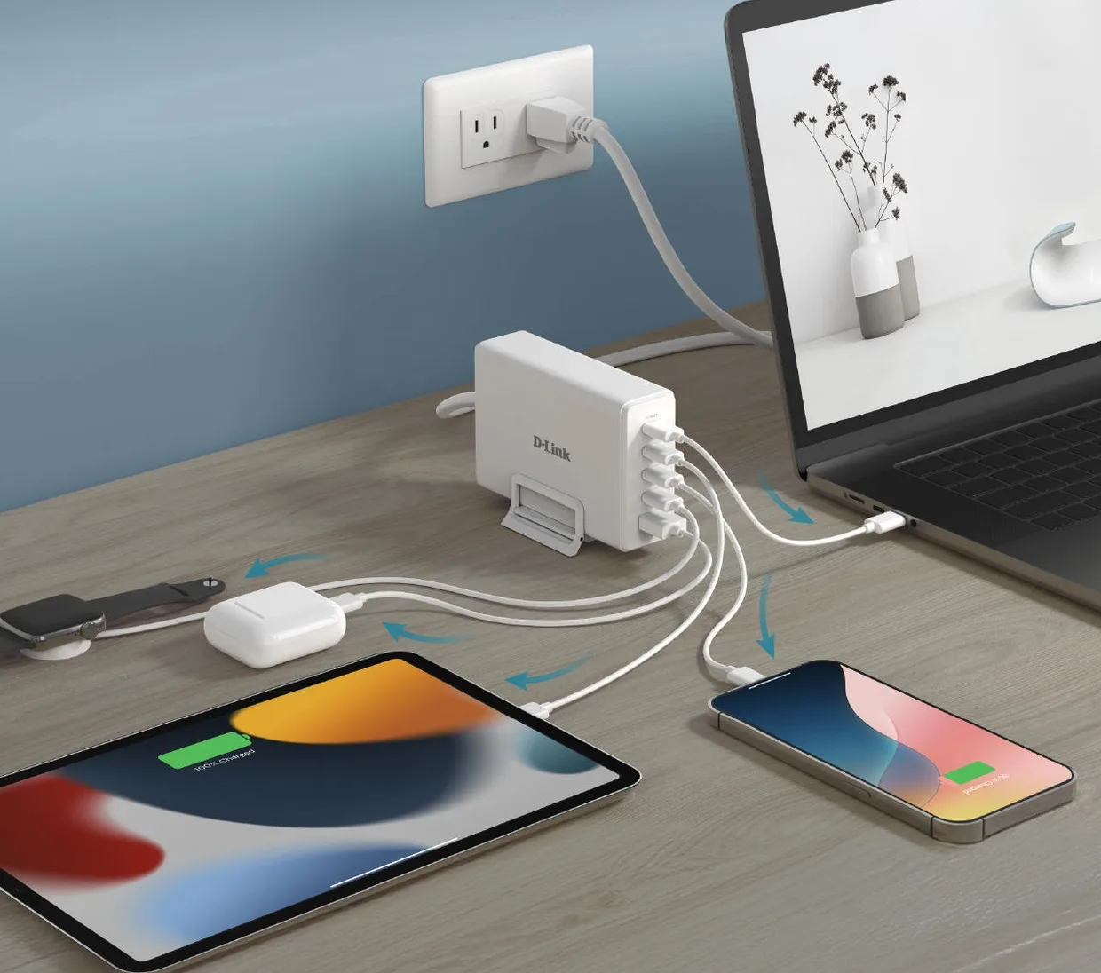 Сетевое зарядное устройство D-Link DCF-241 240 Вт GaN 4×USB-C + USB-A белый — фото 3