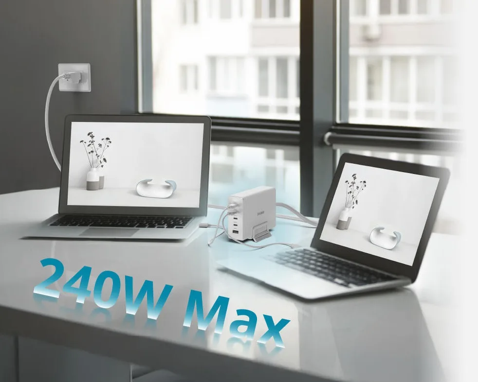 Сетевое зарядное устройство D-Link DCF-241 240 Вт GaN 4×USB-C + USB-A белый — фото 4