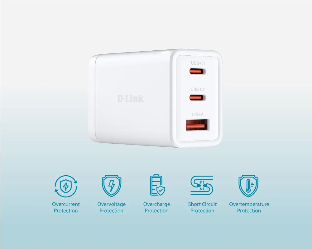 Сетевое зарядное устройство D-Link DCP-651 65 Вт GaN 2×USB-C + USB-A белый — фото 8