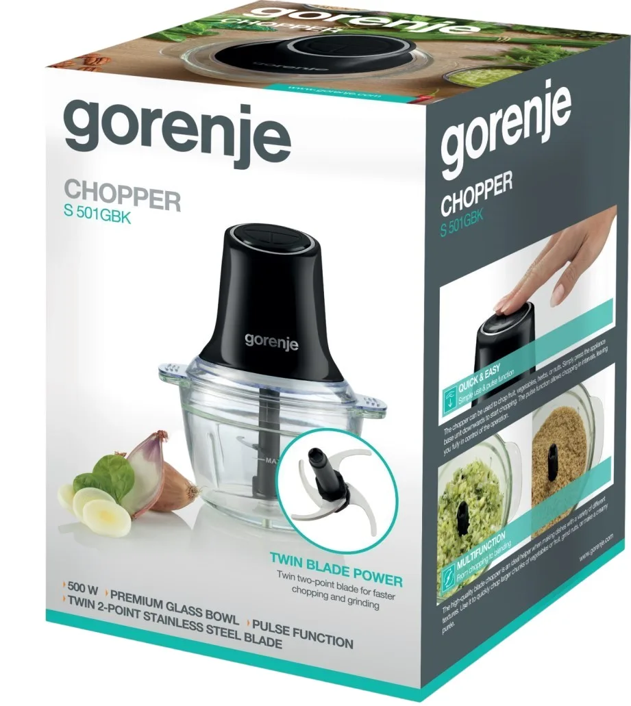 Подрібнювач Gorenje S501GBK 1 л, скляна чаша, чорний — фото 13