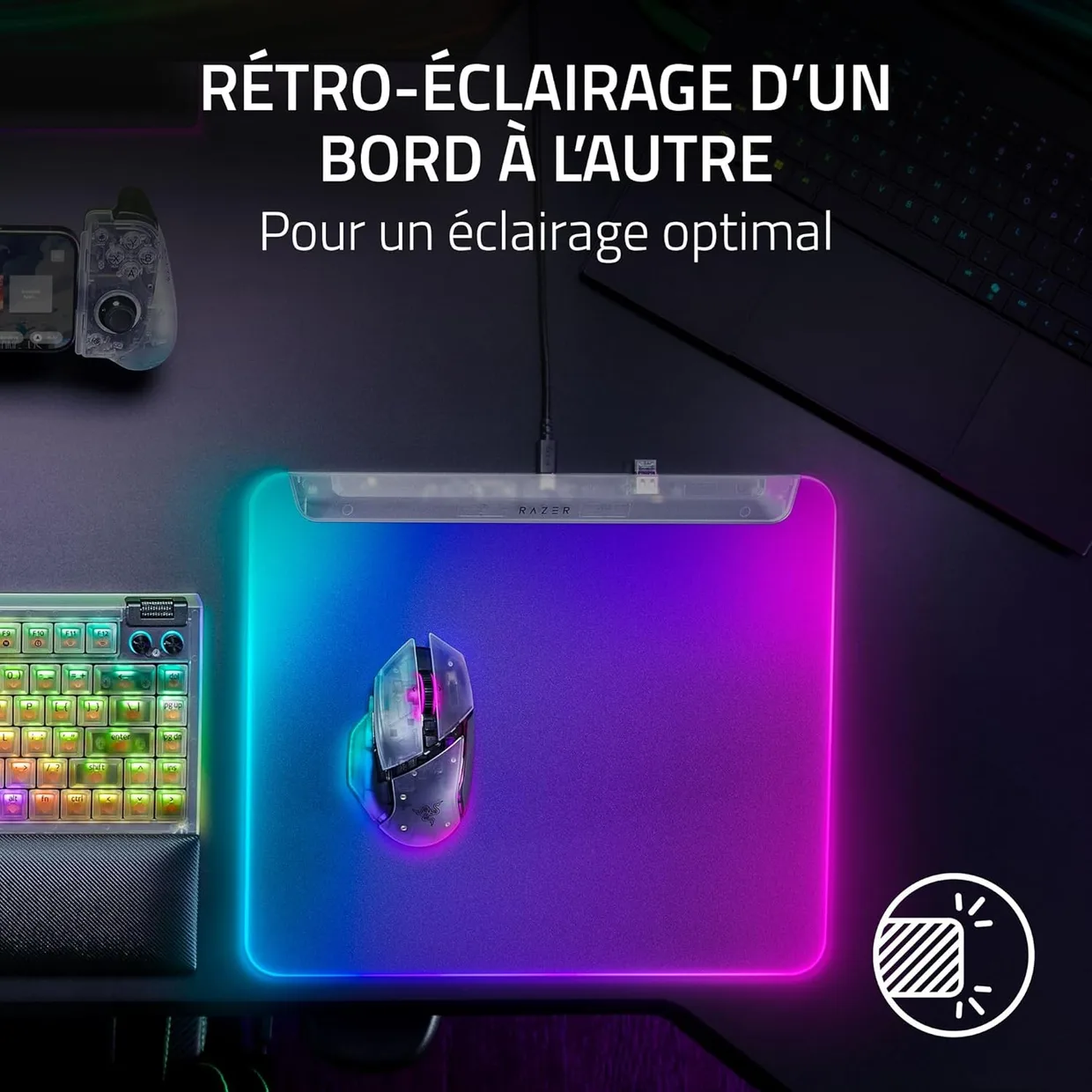Ігрова поверхня Razer Firefly V2 Pro M (360×278 мм) RGB, Phantom White Edition — фото 2