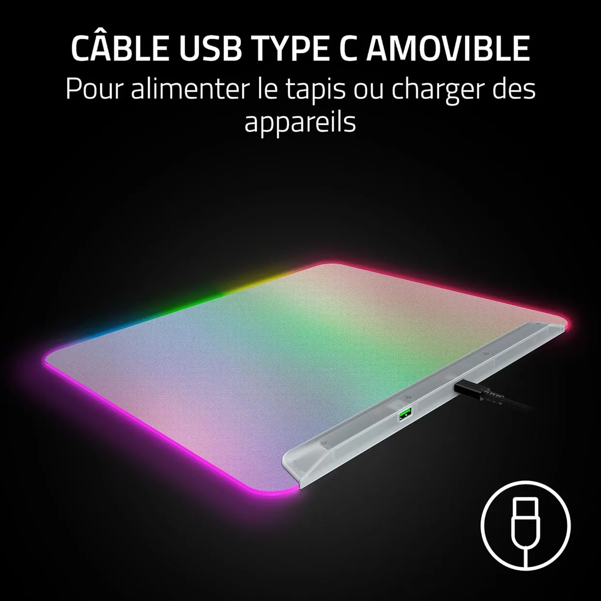 Ігрова поверхня Razer Firefly V2 Pro M (360×278 мм) RGB, Phantom White Edition — фото 5