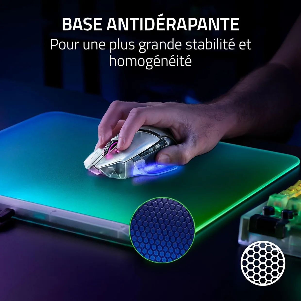 Ігрова поверхня Razer Firefly V2 Pro M (360×278 мм) RGB, Phantom White Edition — фото 7