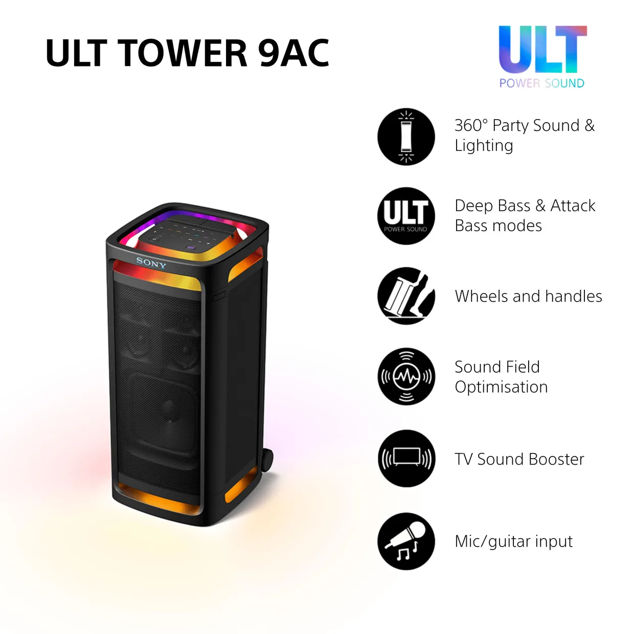 Party-колонка Sony ULT TOWER 9AC чорна — фото 21