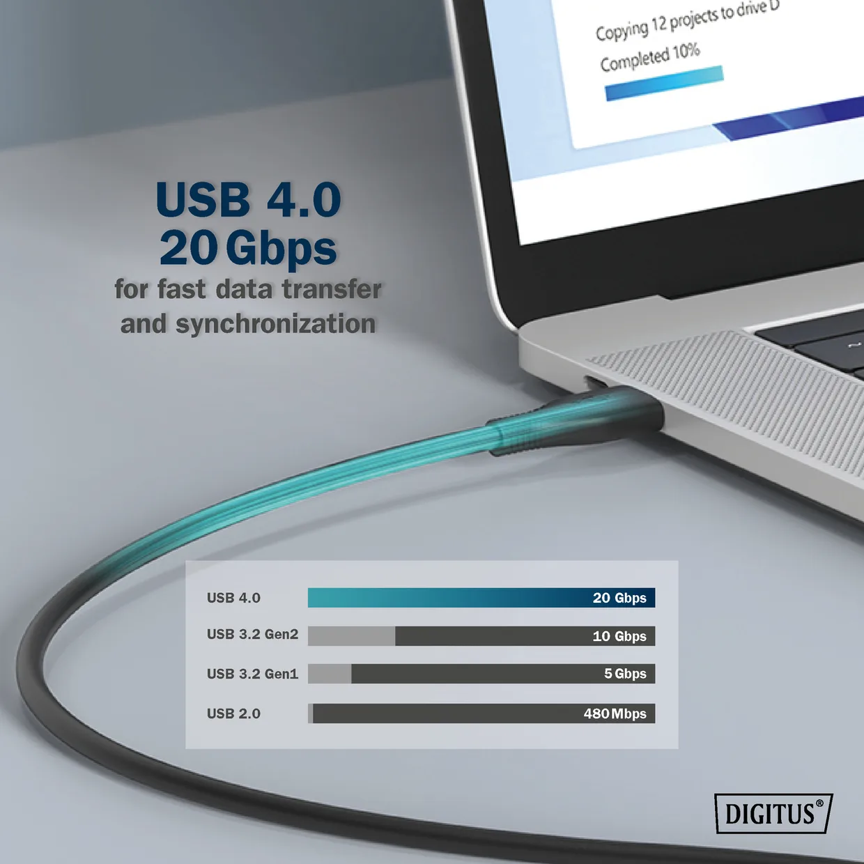 Кабель Digitus USB-C – USB-C USB4 20 Гбит/с 240 Вт 2 м черный (AK-300344-020-S) — фото 8