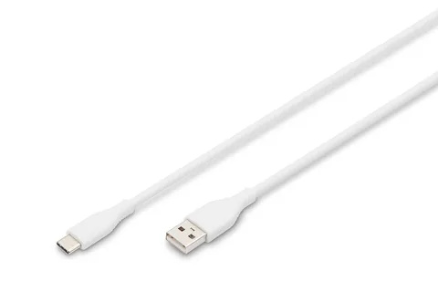 Кабель Digitus USB-A – USB-C 2.0 60 Вт силиконовый 1 м белый (AK-300340-010-W)