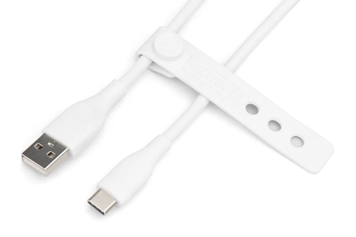 Кабель Digitus USB-A – USB-C 2.0 60 Вт силиконовый 1 м белый (AK-300340-010-W) — фото 3