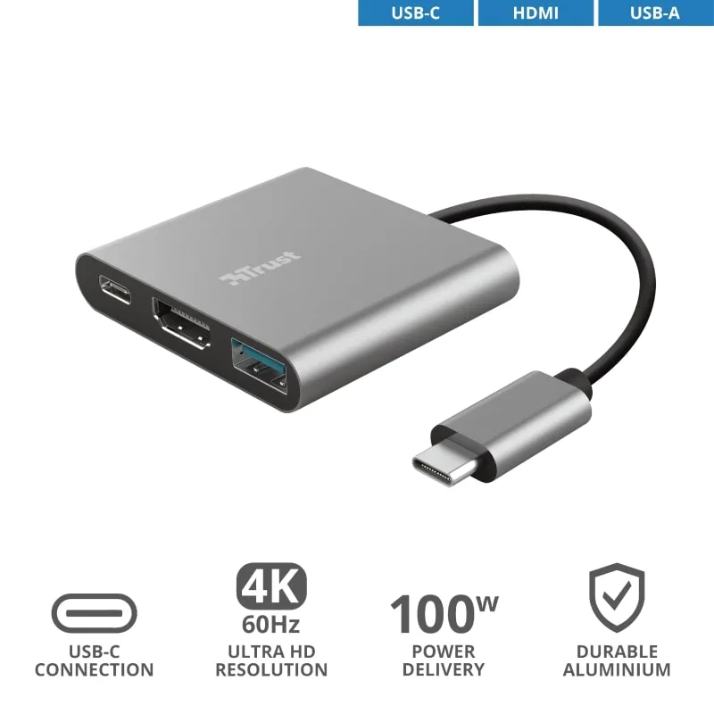 USB-C хаб Trust Dalyx 3-в-1 (USB-A, USB-C PD, HDMI) (23772) — фото 7