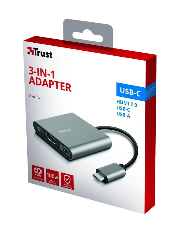 USB-C хаб Trust Dalyx 3-в-1 (USB-A, USB-C PD, HDMI) (23772) — фото 13