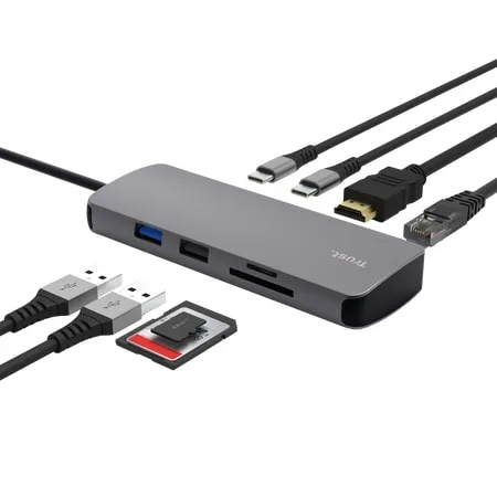 USB-C хаб Trust Dalyx 8-в-1 (HDMI, RJ-45, SD) серый (25672)