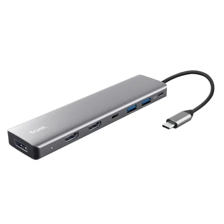 USB-C хаб Trust Dalyx 7-в-1 (2×HDMI, DisplayPort) серый (25661)