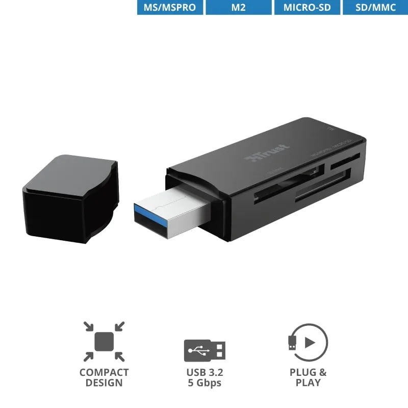 Кардридер Trust Nanga USB-A 3.2 черный (21935) — фото 7