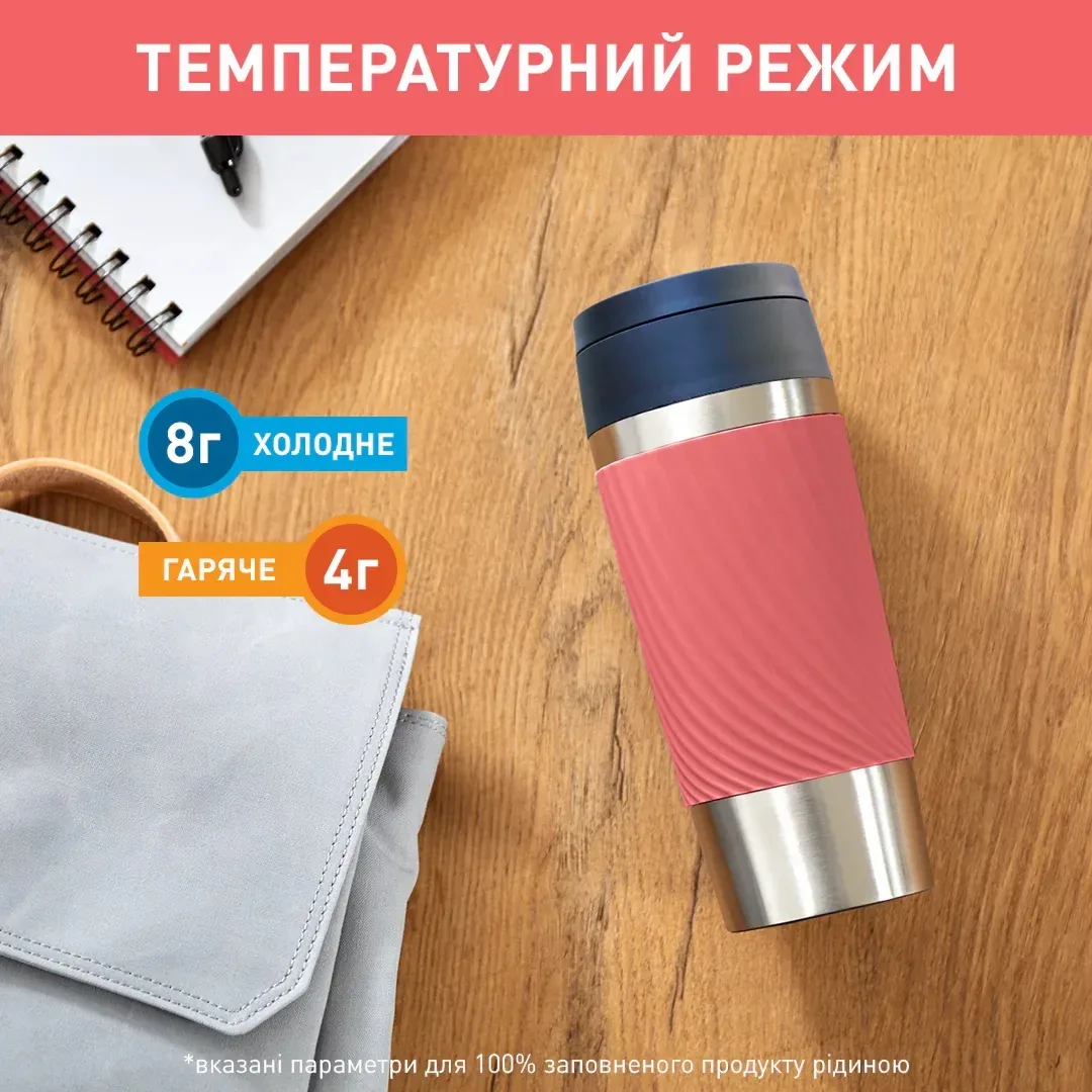 Термочашка Tefal Travel Mug Classic Twist 360ml (N2024410) Coral — фото 5