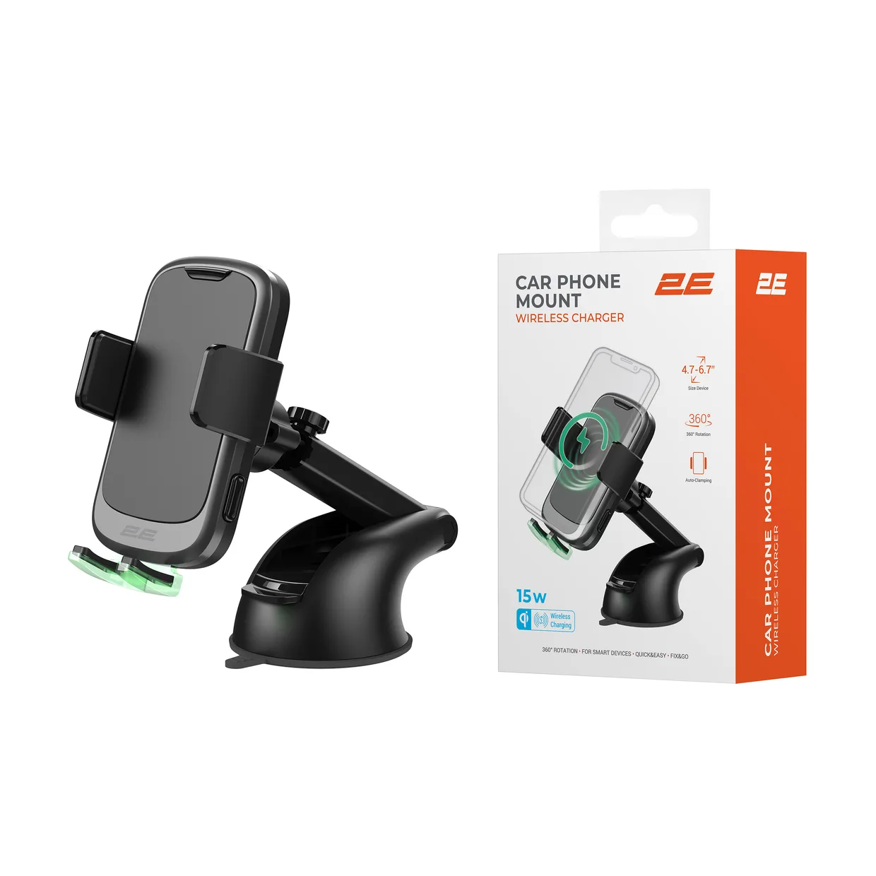 Автодержатель 2E Auto Wireless Charging (2E-WCQ01-10) Black