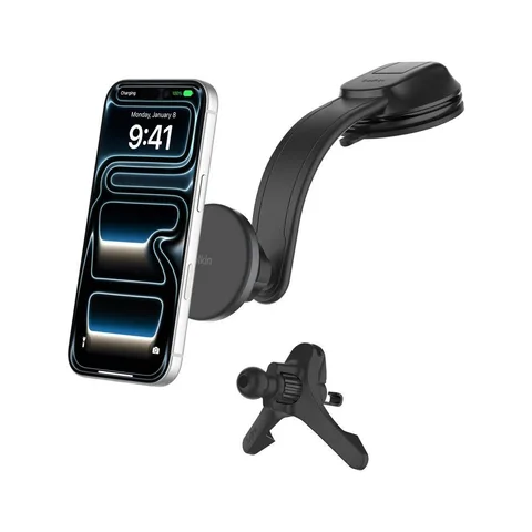 Автодержатель Belkin Qi2 15W с беспроводной зарядкой (WIC012HQBK) Black