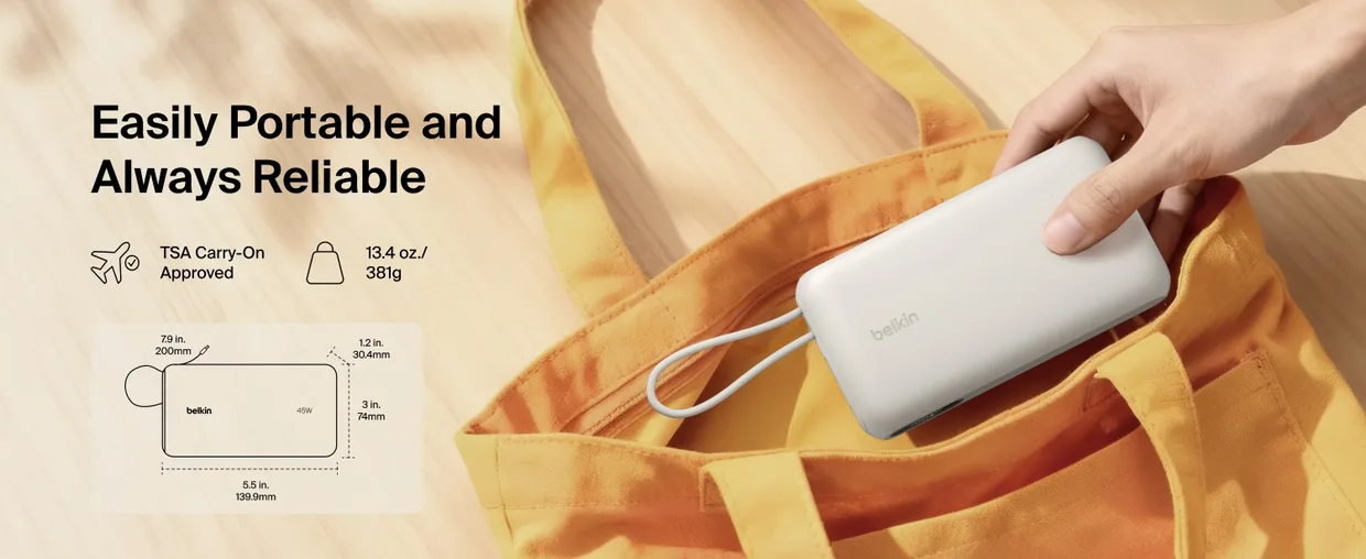 Power Bank Belkin 20000mAh 45W Sand (BPB030HQSA) — фото 5