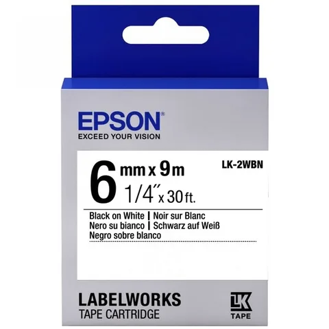 Картридж с лентой Epson LK-2WBN 6 мм × 9 м, черный на белом (C53S652003)