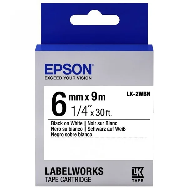 Картридж зі стрічкою Epson LK-2WBN 6 мм × 9 м, чорний на білому (C53S652003)