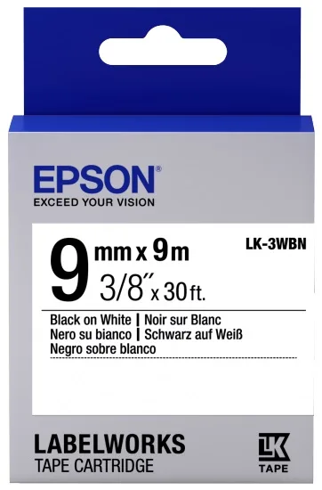 Картридж зі стрічкою Epson LK-3WBN 9 мм × 9 м, чорний на білому (C53S653003)
