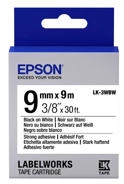 Картридж зі стрічкою Epson LK-3WBW 9 мм × 9 м, чорний на білому (C53S653007)