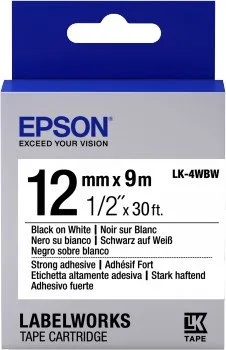 Картридж с лентой Epson LK-4WBW 12 мм × 9 м, черный на белом (C53S654016)