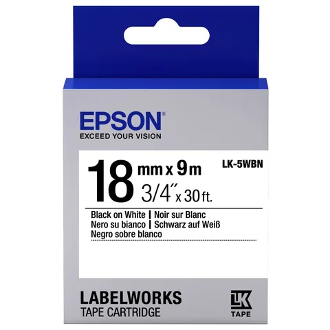 Картридж с лентой Epson LK-5WBN 18 мм × 9 м, черный на белом (C53S655006)
