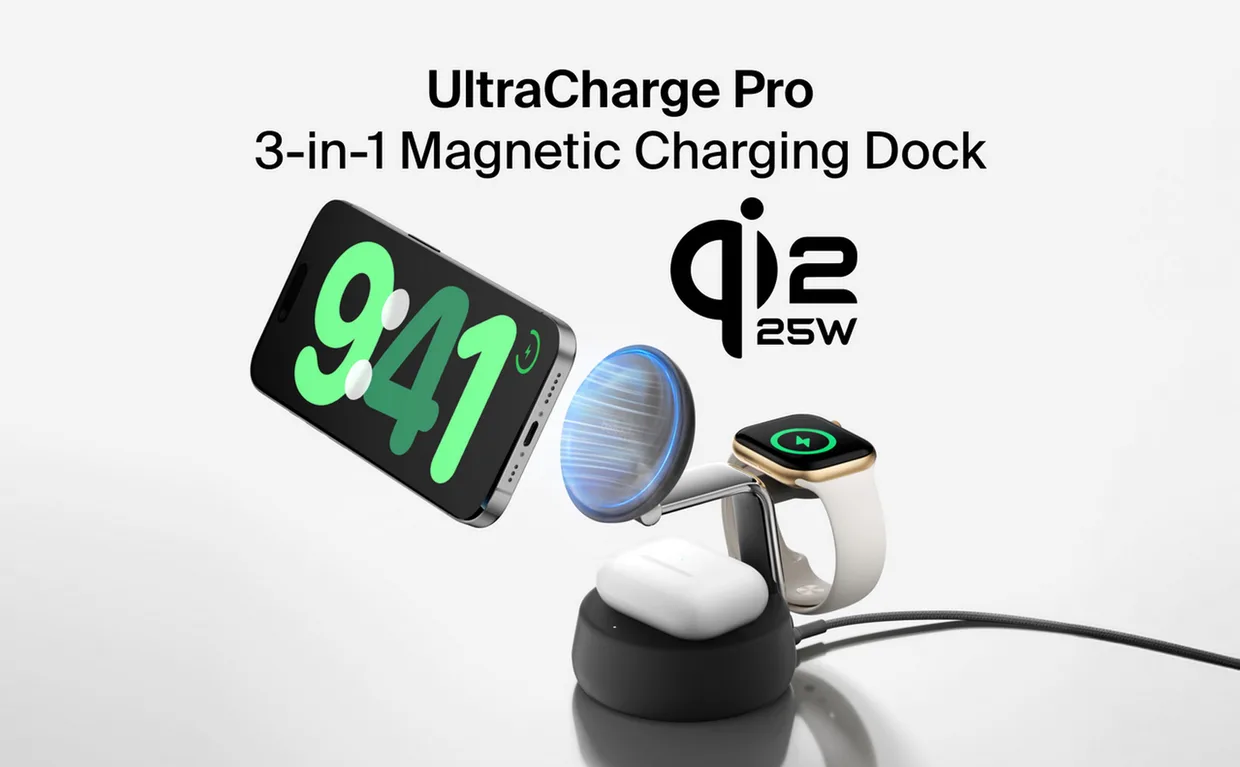 Беспроводное зарядное устройство Belkin UltraCharge Pro 3-в-1 25W Charcoal (WIZ040KQCH) — фото 7