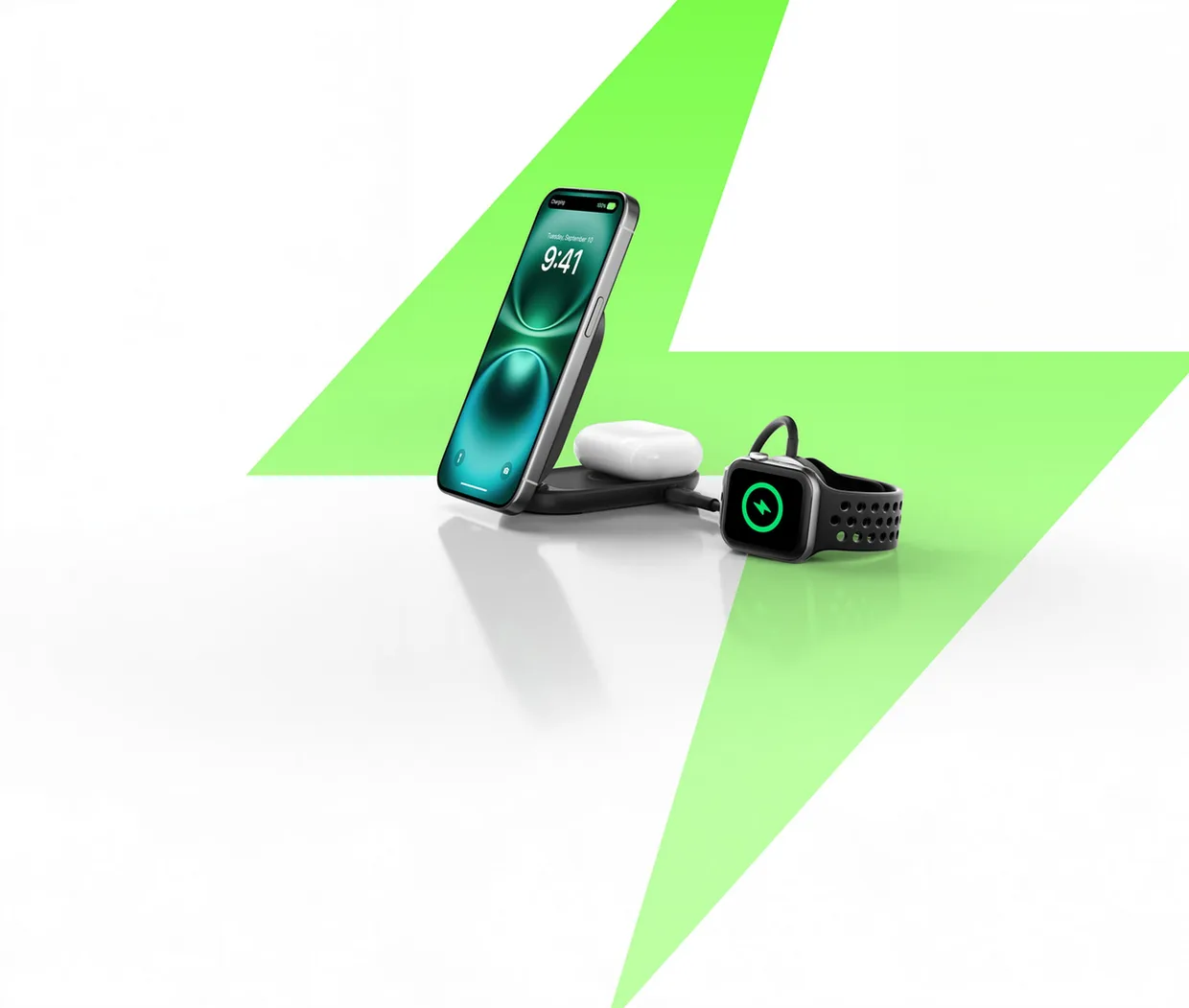 Беспроводное зарядное устройство Belkin UltraCharge 2-в-1 складной 25W Black (WIZ039KQBK) — фото 9