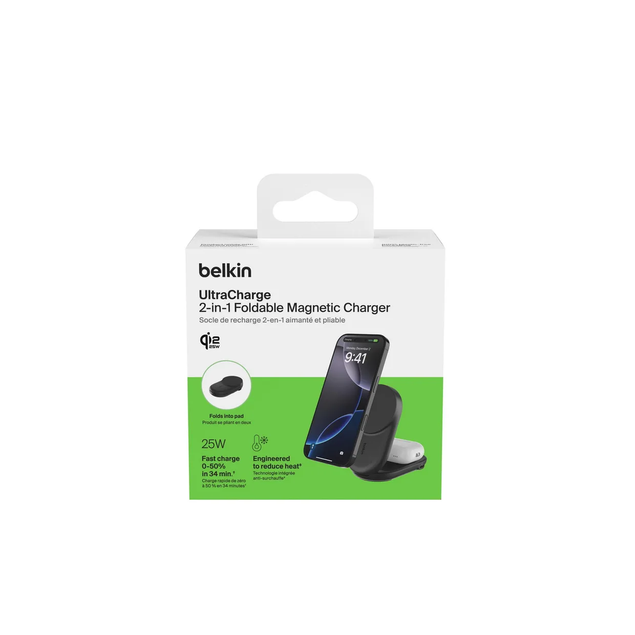 Беспроводное зарядное устройство Belkin UltraCharge 2-в-1 складной 25W Black (WIZ039KQBK) — фото 15