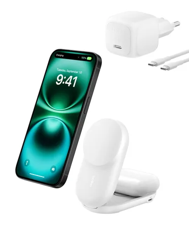 Беспроводное зарядное устройство Belkin UltraCharge 2-в-1 складной 25W White (WIZ039KQWH)