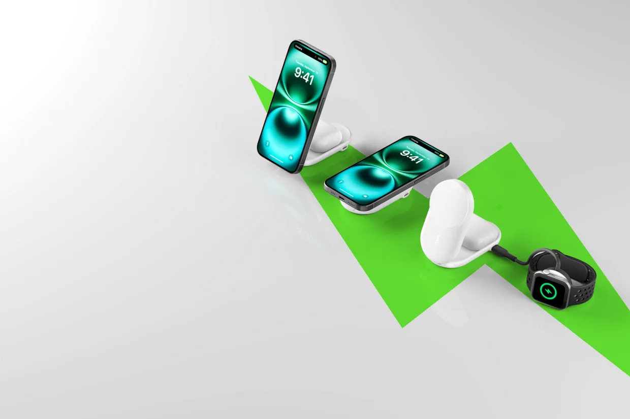 Беспроводное зарядное устройство Belkin UltraCharge 2-в-1 складной 25W White (WIZ039KQWH) — фото 6