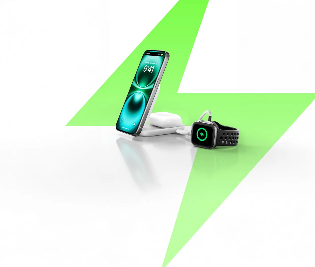 Беспроводное зарядное устройство Belkin UltraCharge 2-в-1 складной 25W White (WIZ039KQWH) — фото 8