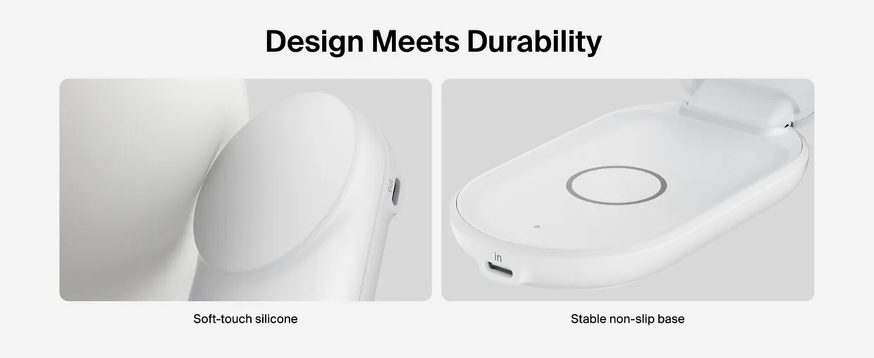 Беспроводное зарядное устройство Belkin UltraCharge 2-в-1 складной 25W White (WIZ039KQWH) — фото 10