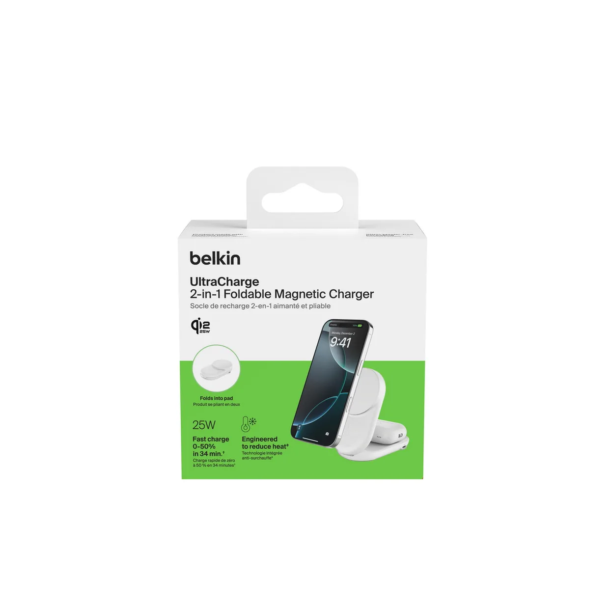 Беспроводное зарядное устройство Belkin UltraCharge 2-в-1 складной 25W White (WIZ039KQWH) — фото 13
