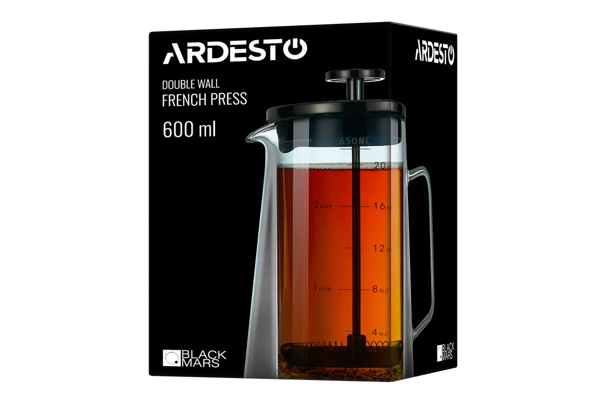 Френч-прес Ardesto Black Mars з подвійними стінками 650 мл (AR1906DWB) — фото 8