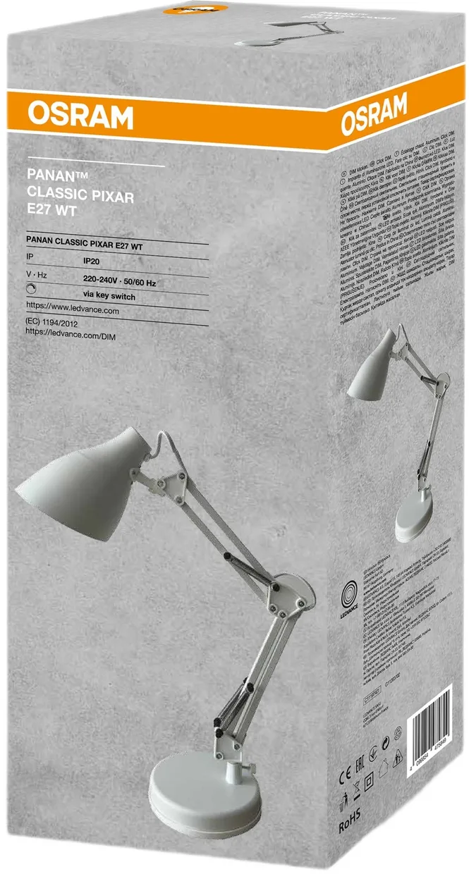 Лампа настольная Osram Panan Classic Pixar E27 белая — фото 2