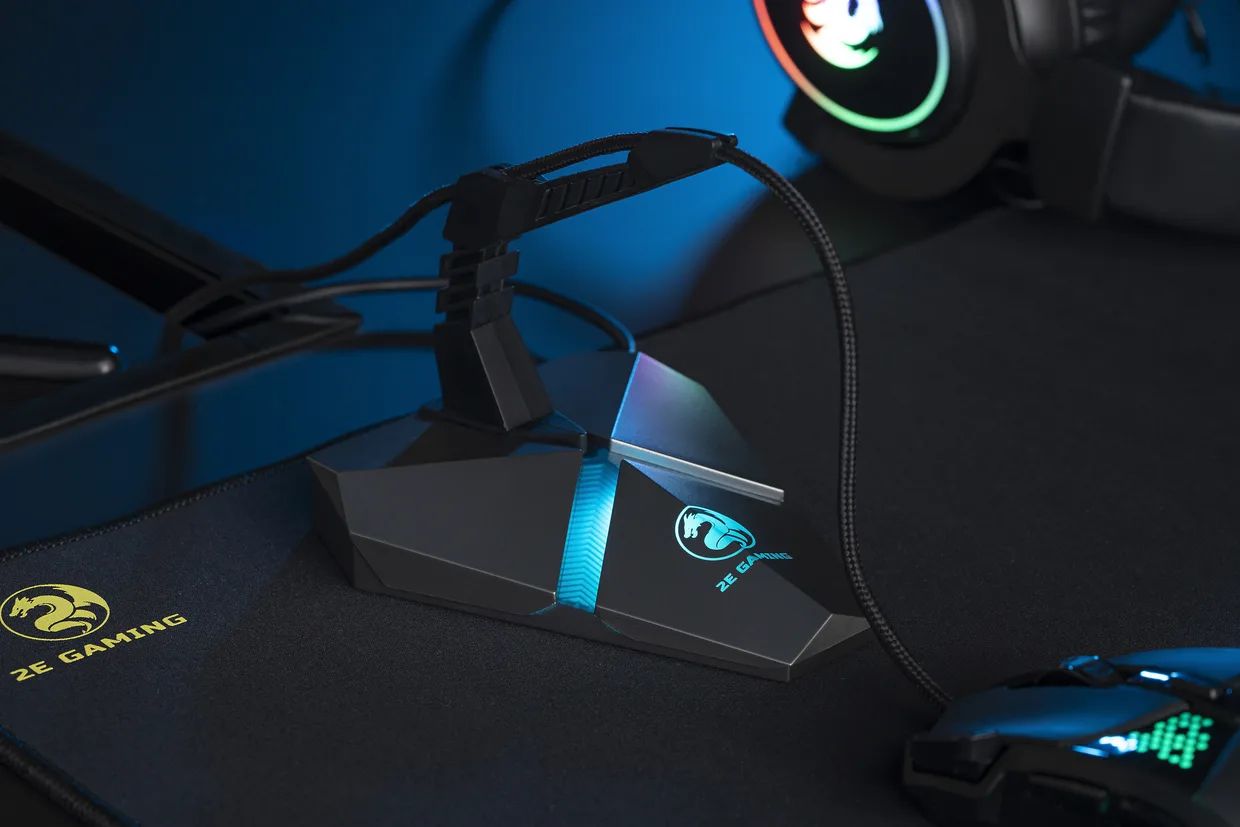 Держатель кабеля мыши 2E Gaming Scorpio 4-в-1 с USB-хабом и LED серый (2E-MB001U) — фото 2