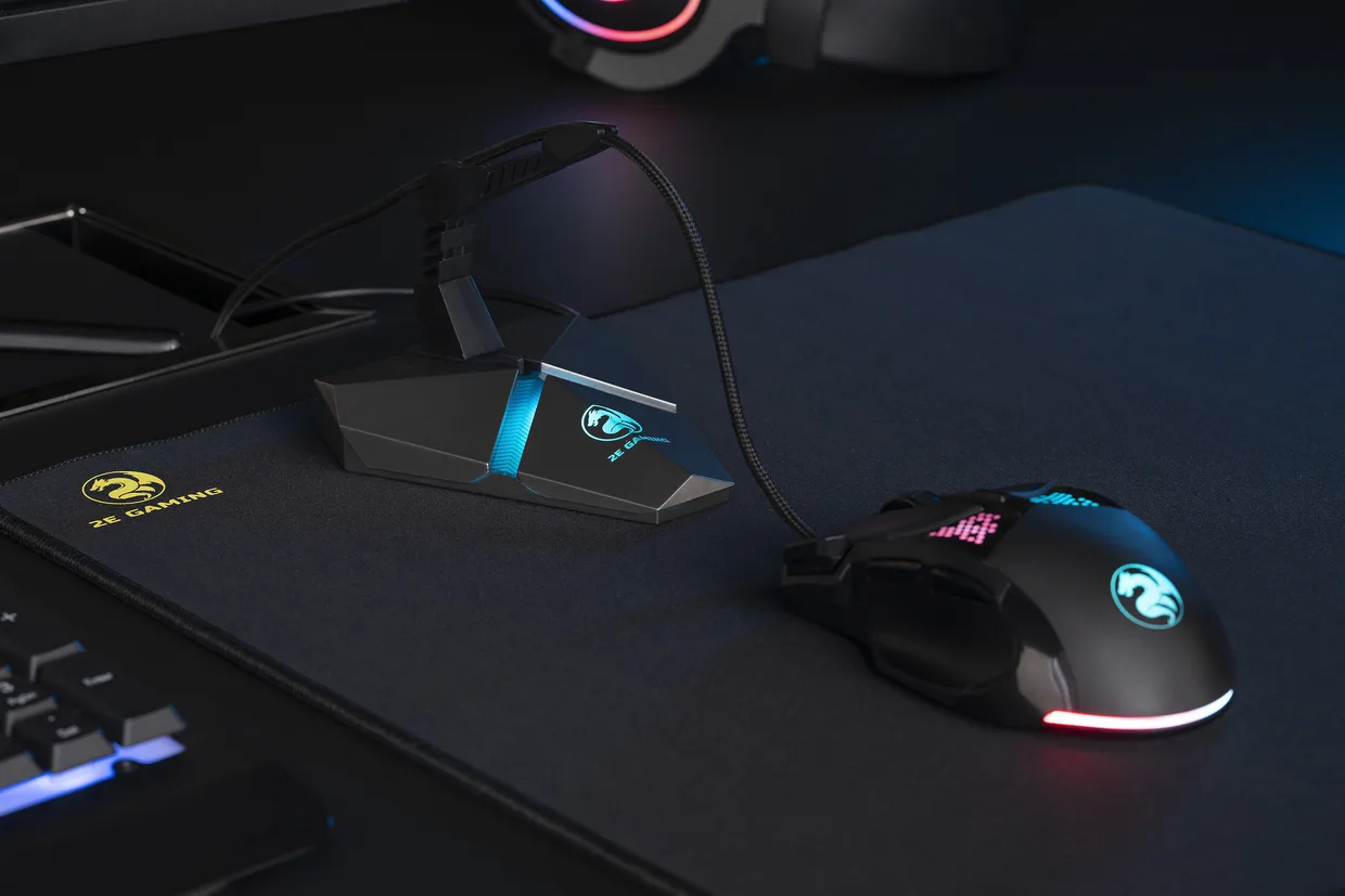 Держатель кабеля мыши 2E Gaming Scorpio 4-в-1 с USB-хабом и LED серый (2E-MB001U) — фото 4